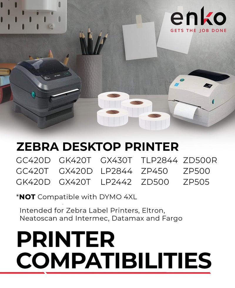 enKo Products enKo [3 Rolls, 3900 Labels] 2 x 1 inches Perforated Adhesive Direct Thermal Labels, FBA Stickers, FNSKU Labels, Mailing Barcode - Compatible for Rollo, Zebra, Eltron, MUNBYN Printer - Image 3